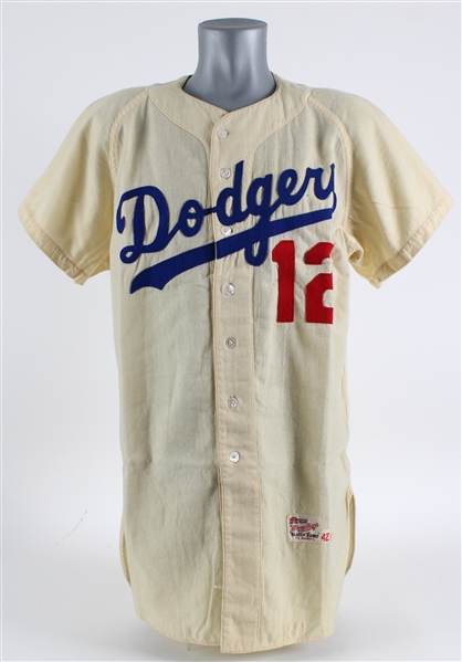 1958 Historic Inaugural Season/Style Babe Birrer Los Angeles Dodgers Flannel Game Worn Home (MEARS A9)
