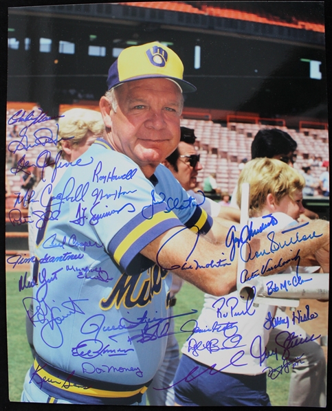 1980s Harvey Kuenn Milwaukee Brewers Multi-Signed 11"x14" Photo w/ Robin Yount, Paul Molitor & more (JSA)