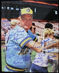 1980s Harvey Kuenn Milwaukee Brewers Multi-Signed 11"x14" Photo w/ Robin Yount, Paul Molitor & more (JSA)