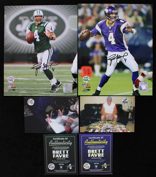 2009 Brett Favre Green Bay Packers Signed 8"x10" Photos (Lot of 2)(Favre Holograms)