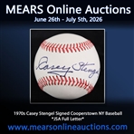 1970s Casey Stengel Signed Cooperstown NY Baseball *JSA Full Letter*