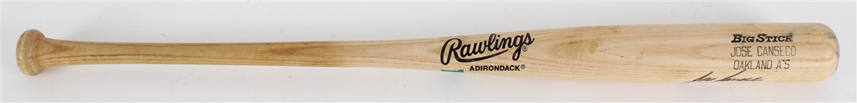 1990 Jose Canseco Oakland As Rawlings Professional Model Signed Game Used Bat *JSA / PSA/DNA* (MEARS A6)