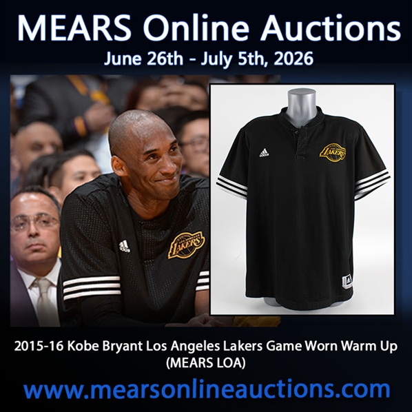 2015-16 Kobe Bryant Los Angeles Lakers Game Worn Warm Up (MEARS LOA)