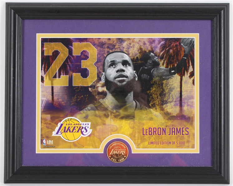 2018 LeBron James Los Angeles Lakers LE 13"x16" Framed Custom Print w/ Bronze Medallion 