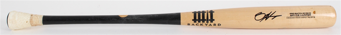 2025 Bryce Harper Philadelphia Phillies Backyard Professional Model Signed Game Used Bat (JSA)(MEARS A8.5)