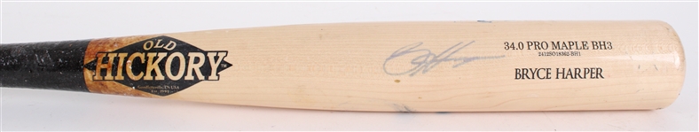 2025 Bryce Harper Old Hickory Philadelphia Phillies Signed Game Used Bat (JSA)