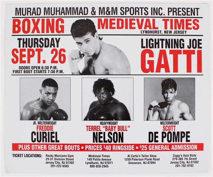 1990s Lightning Joe Gatti Boxing Medieval Time 13.5"x16" Broadside 