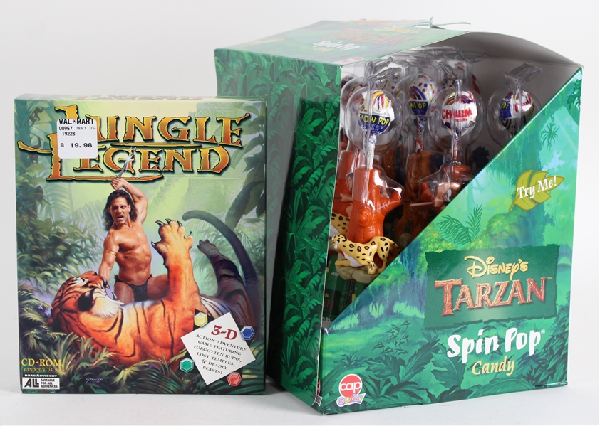 1999 Tarzan Spin Pop Candy 11"x11" Display w/ Jungle Legend CD-ROM 