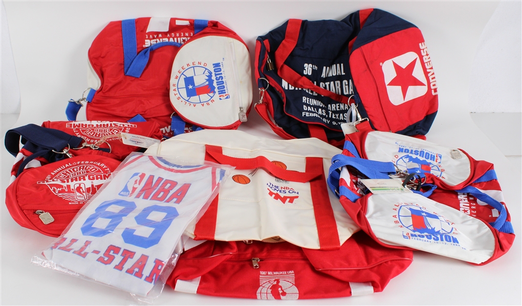 1986-89 All Star Game Duffel Bags (Lot of 7)