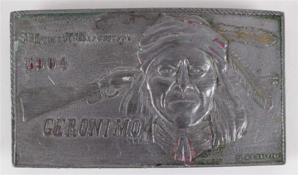1904 Geronimo St. Louis Exposition 2"x4" Belt Buckle 