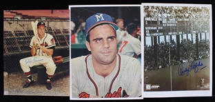 1950s Bobby Thomson, Joe Torres, Andy Pafko Milwaukee Braves Signed 8"x10" Photos (Bud Lea Collection) 