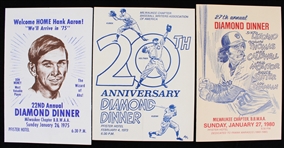1969-80 Wisconsin Pro Football Dinner & MLB Diamond Dinner Programs (Bud Lea Collection)(Lot of 19) 