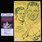 1971 George Blanda Oakland Raiders Signed WI Pro Football Dinner Program (Bud Lea Collection) *JSA* 