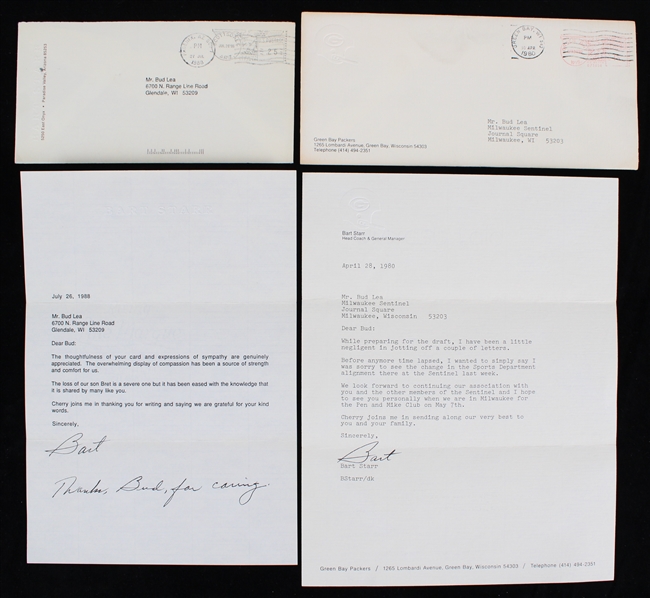 1980-88 Bart Starr Green Bay Packers Signed Correspondence (Bud Lea Collection)(JSA) 