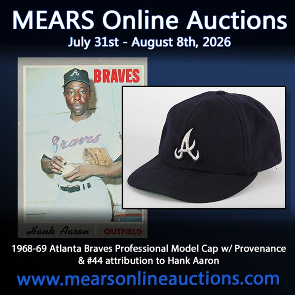 1968-69 Atlanta Braves Professional Model Cap w/ Provenance & #44 attribution to Hank Aaron