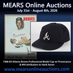 1968-69 Atlanta Braves Professional Model Cap w/ Provenance & #44 attribution to Hank Aaron