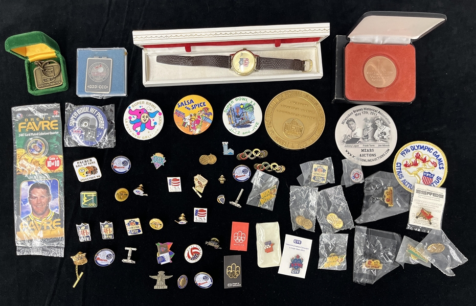 1970s-90s NFL, Olympic & more Pinback Buttons (Bud Lea Collection)(Lot of 50+) 