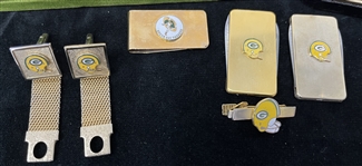 Green Bay Packers Tie Clips, Cuff Links, Money Clip (Bud Lea Collection)(Lot of 18)
