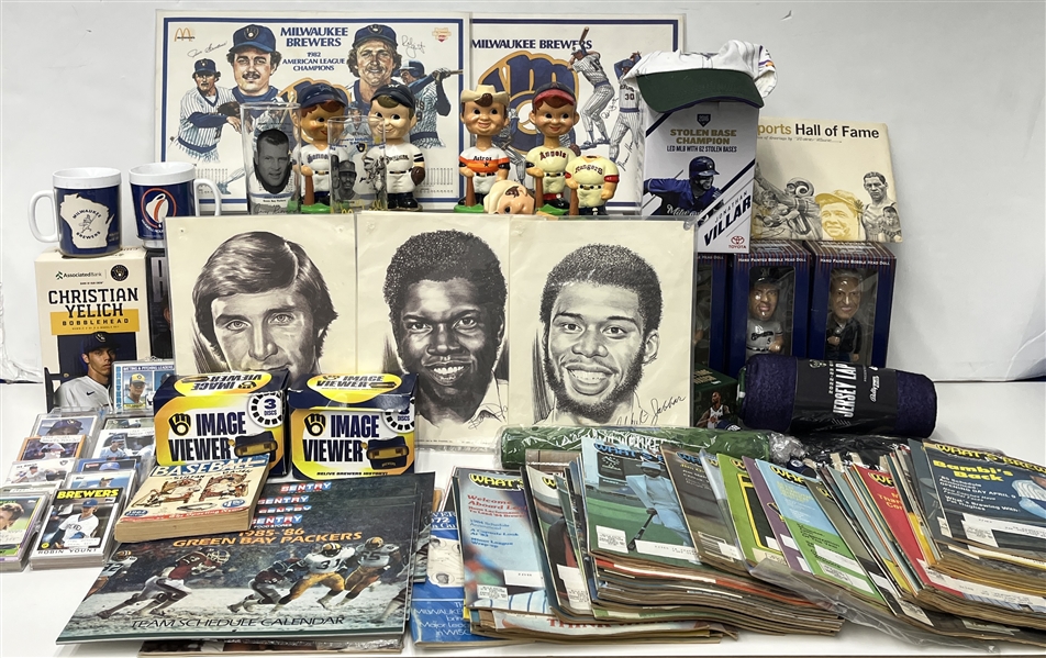 1960s-2020s Brewers, Bucks, Packers Memorabilia (Lot of 70+)
