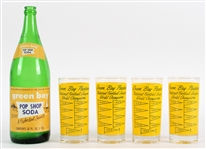 1960s Green Bay Packers Glassware & Pop Shop Soda Bottle (Lot of 5)