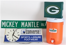 Green Bay Packer Seat Cushion, 36" Mantle Blvd Sign & more (Lot of 4)