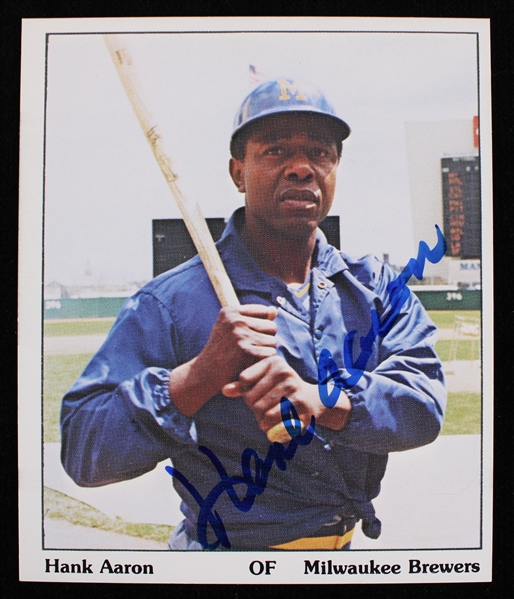 1954-76 Hank Aaron Milwaukee Braves Signed 3.5"x4" Card (JSA)