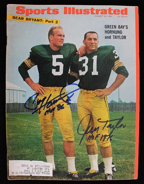 1966 Paul Hornung & Jim Taylor Green Bay Packers Signed Sports Illustrated (JSA) 