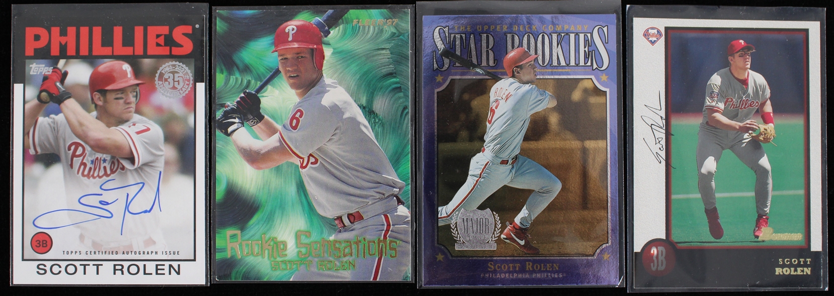 1996-2021 Scott Rolen Philadelphia Phillies Trading Cards w/ Topps Signed (JSA)(Lot of 4)