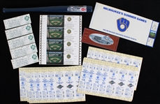 1990s-2000 Milwaukee Brewers Ticket Collection & Mini Bat (Lot of 40+)