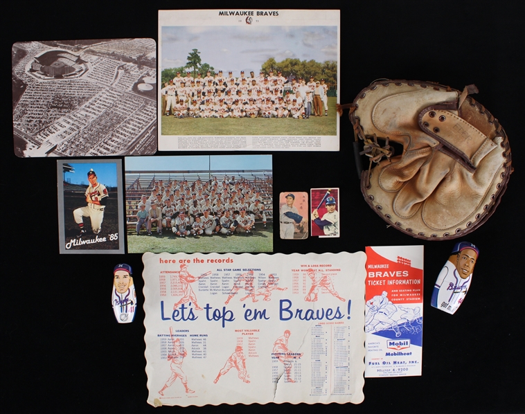 1950s-80s Milwaukee Braves Team Photo, Schedule, Childrens Mitt & more (Lot of 11)