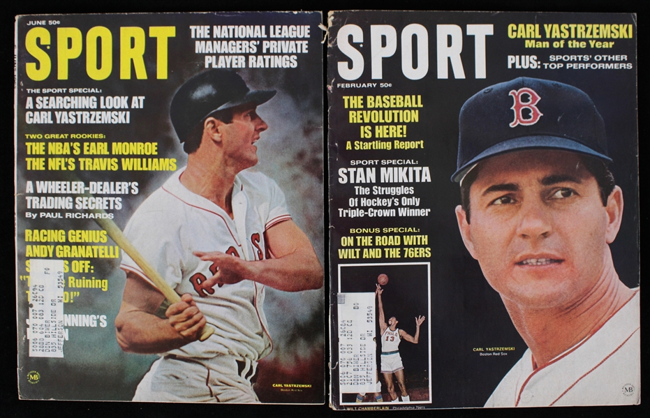 1968 Carl Yastrzemski Boston Red Sox Sport Magazines (Lot of 2) 