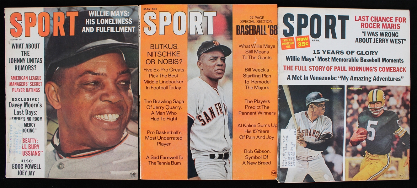 1963-68 Willie Mays San Francisco Giants Sport Magazines (Lot of 3)