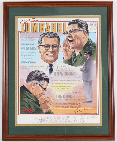1913-70 Vince Lombardi Green Bay Packers Facsimile Signed 26"x32" Framed Remark LE Print