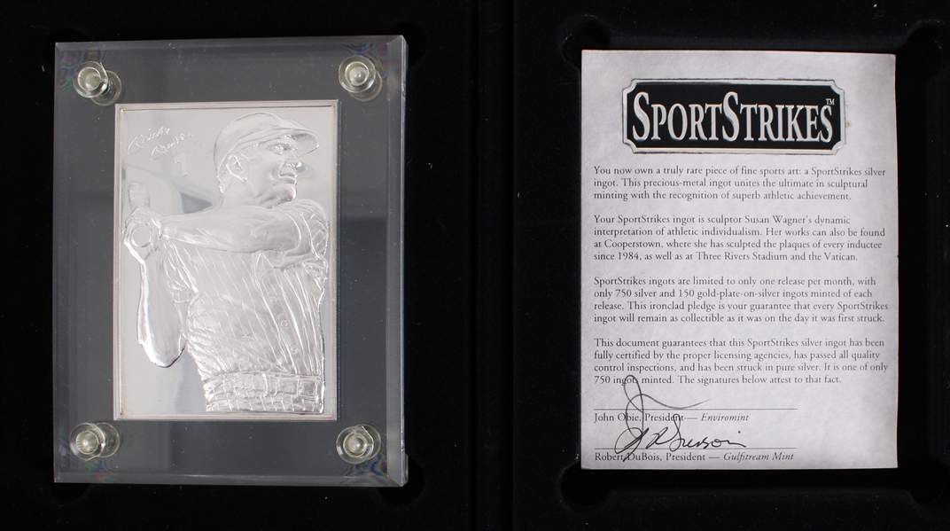 1951-68 Mickey Mantle New York Yankees SportStrikes Rare Silver Ingot w/ Case 