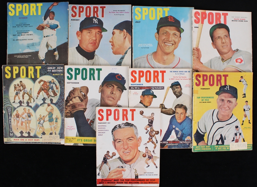 1951-53 Sport Magazines w/ Jackie Robinson, Stan Musial & more (Lot of 9)