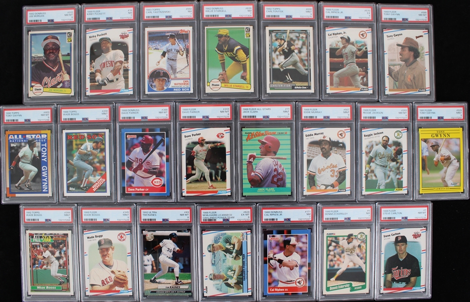 1982-92 Joe Morgan, Wade Boggs, Kirby Puckett & more PSA Slabbed Cards (Lot of 22) 