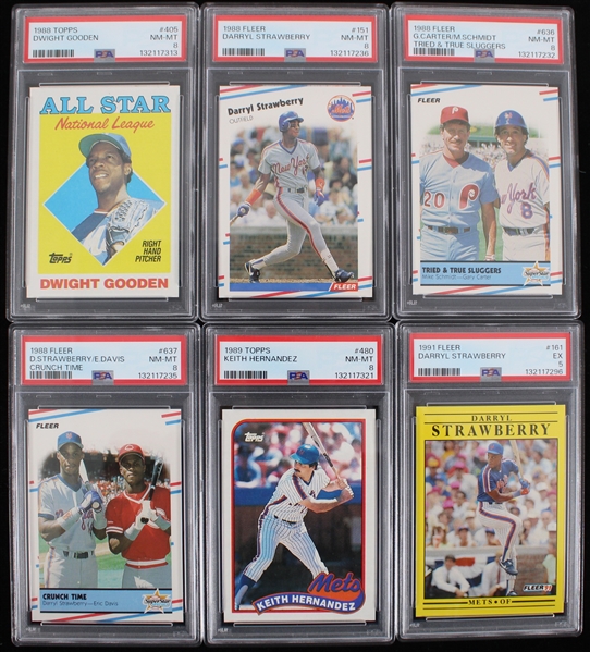 1988-91 Darryl Strawberry, Dwight Gooden & more PSA Slabbed Trading Cards (Lot of 6) 