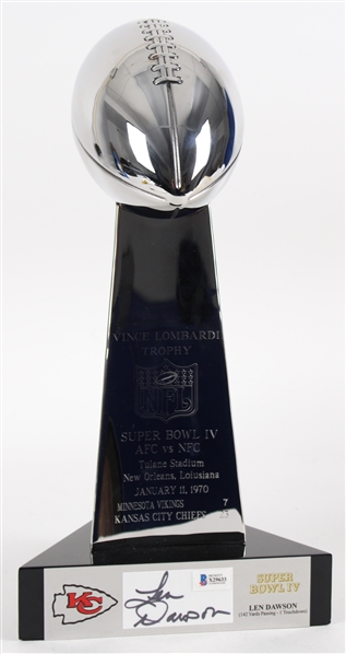 1970 Len Dawson Kansas City Chiefs SB IV Signed 16.5" Vince Lombardi Trophy (Beckett)