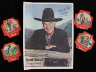 1950s Hopalong Cassidy Bond Bread 8"x10" Photo w/ Bread Labels (Lot of 5) 