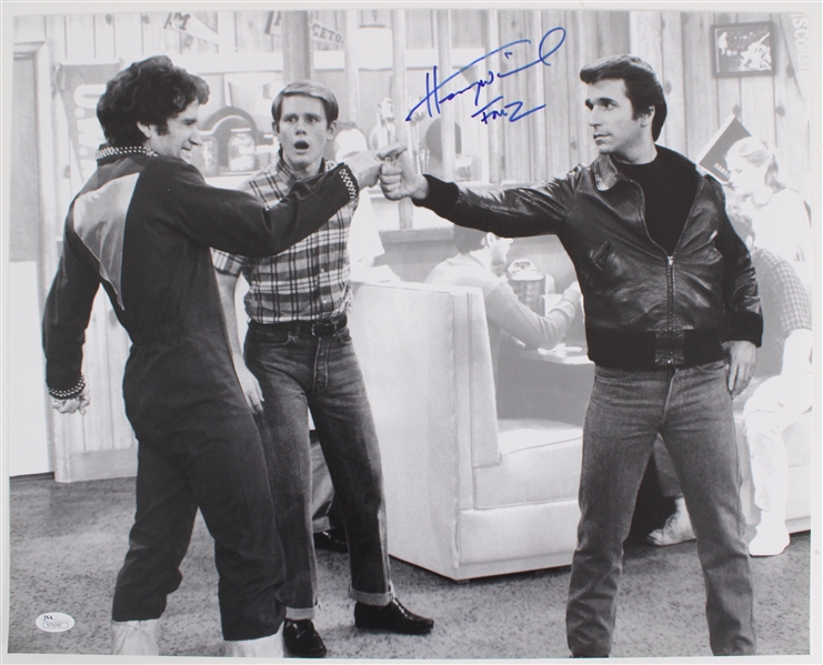 1970s Henry Winkler Signed Fonz & Mork Happy Days 16"x20" Photo *JSA* 