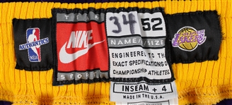 1998 Los Angeles Lakers Trunks attributed to Shaq via 34 written in waistband (MEARS LOA)