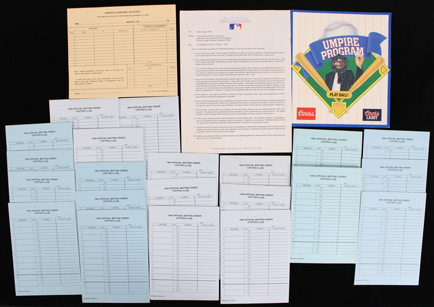1987-96 MLB Batting Order Cards, Umpire Expense Account Cards & more (Lot of 24)