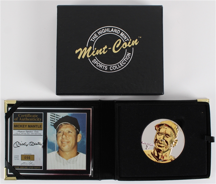 1990s Mickey Mantle New York Yankees Highland Mint LE 1/375 Coin 