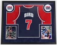 1992 Larry Bird USA Basketball Team Signed 34x43 Framed Jersey (Beckett Witness)