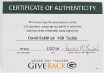 2013-17 David Bakhtiari Green Bay Packers Signed Home Jersey *MEARS A5*