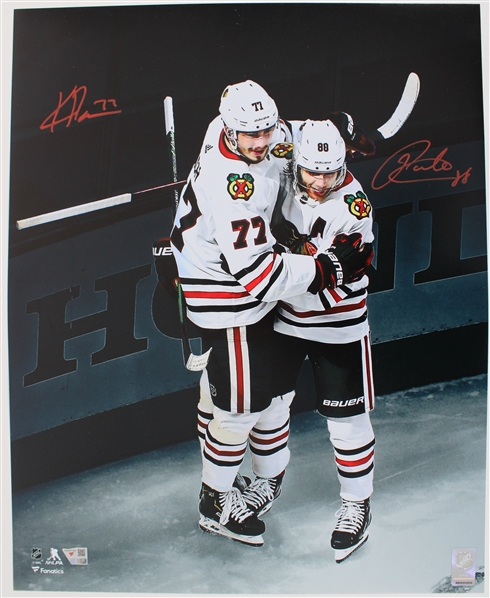 2000s Kirby Dach & Patrick Kane Chicago Blackhawks Signed 16"x20" Photo (Fanatics) 