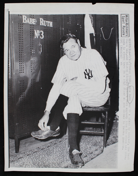 1940s Babe Ruth New York Yankees 8"x10" Yankee Stadium Wire Photo