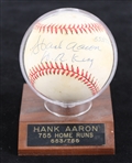 1994-99 Hank Aaron Milwaukee Braves Signed 553/755 ONL Coleman Baseball (JSA) 