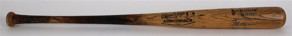 1988 Bob Horner Signed Adirondack Professional Model Game Used Bat (PSA/DNA) MEARS A10