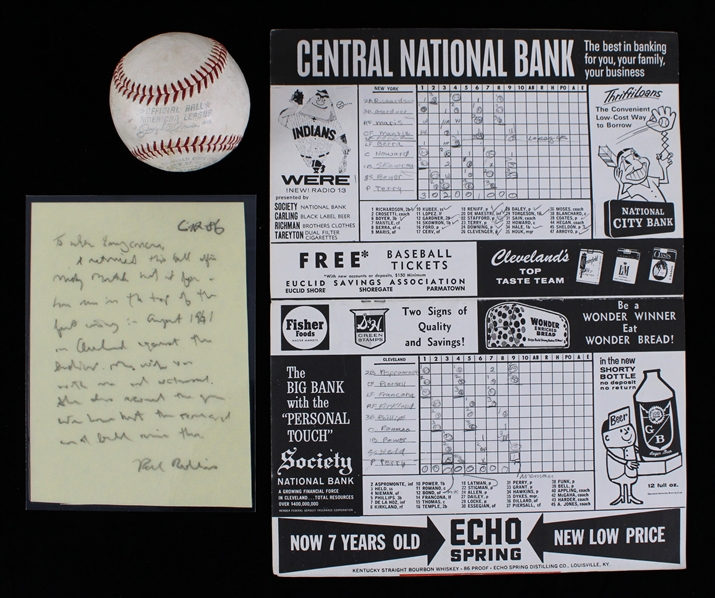 1961 Mickey Mantle New York Yankees vs Cleveland Indians Homerun Baseball w/ Scorecard 